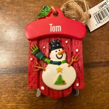 Ganz Snowman Sleigh Sled Ornament Personalized TOM Stocking Stuffer NWT picture