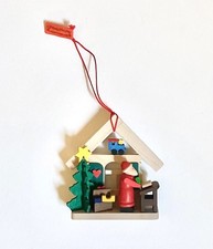 Original Graupner Holzminiaturen Wooden Christmas Ornament Santa with List NEW picture