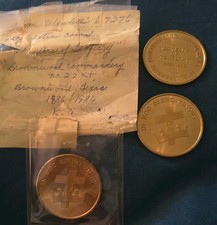 3 Vtg 1986 Masonic Knights Templar Coins Brownwood Texas Commandery 22 MEDAL NOS picture