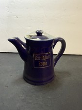 Vintage Burlington Route Coffee Teapot Cobalt Blue Hall China Private Dining Car picture