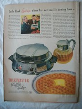 1937 VTG Orig Magazine Ad Kitchen Appliance TOASTMASTER Waffle Baker picture