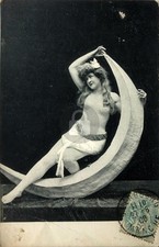 1906 Risque Glamour Woman Paper Moon RPPC Photo Postcard COPY picture