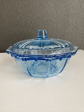 Vintage KIG Oyster and Pearl Beaded Candy Bowl w/Lid Aqua Blue Preowned picture
