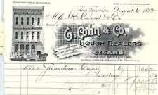 1897 G. Cohn & Co. SF Liquor & Cigars Billhead w/ factory ar picture