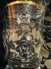 Rare Pasabahce Vintage Turkish Wine Glass 24 K Gold Rim hand made Set of 4 picture