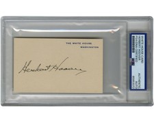 President Herbert Hoover Signed White House Card PSA Bold Auto picture