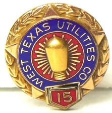 ⚡️ WEST TEXAS UTILITIES Co. advertising 1/10 10K employee service award tie pin* picture