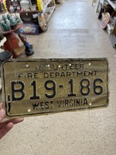 Vintage West Virginia WV Volunteer Fire Department License Plate HTF Nice picture