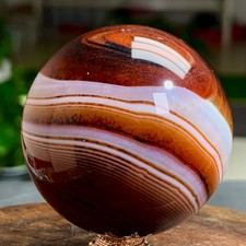 178G  Natural red stripe agate sphere Crystal Ball Madagascar mineral picture