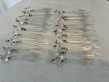 Vtg Lot (19) Clear Crystal 4” DANGLE SPEAR  Chandelier Prisms Parts picture