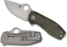 SPYDERCO LIONSTEEL SPYNANO GREEN CANVAS MICARTA & TITANIUM M398 Steel C268MTIP picture