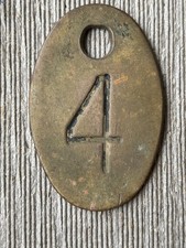 Vintage Solid Brass Cow Cattle Number Tag 4 Double Sided Heavy 3