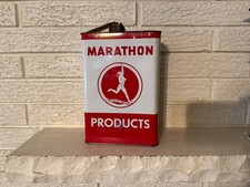 Rare Vtg 50s 60s Marathon Motor Oil 1 Gallon Oil Can Running Man Gas Station picture