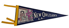 Vintage New Orleans LA Pennant Brulatour Courtyard French Quarter Felt Souvenir picture