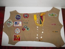 Vintage Boy Scout & Cub Scout Sash with Patches and Pins 1970's Tamarack picture