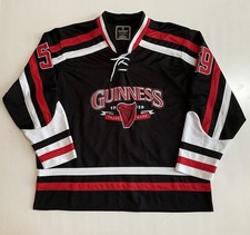 Guinness Hockey Jersey Mens 2XL Black Lace Up Mesh Beer Logo Long Sleeve Adult picture