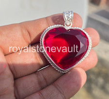 110 Ct Natural Red Ruby Pendant Heart Shape 925 Solid Silver IGL Certified 6JDA picture