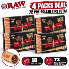 RAW Black W-Wide Pre-Rolled Extra Wide Tips 4 Packs 72 Total picture