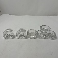 Antique Cut Glass Salt Cellars Set Of 6- Clear Salt Dips picture