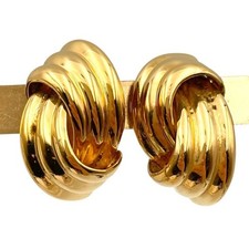 Givenchy Gold Knot Logo Stud Earrings Vintage Jewelry picture