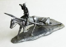 Michael A. Ricker Pewter Statue Native American with Horse and Travois 1976 picture