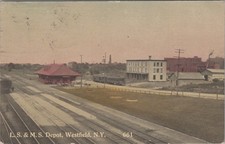 LS MS Railroad Depot Westfield New York NY Hotel Train Tracks 1915 Postcard picture