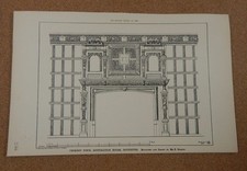 Antique Architects print Chimney piece Restoration House Rochester,builder 1885 picture