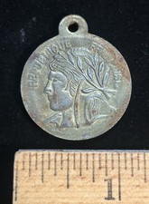 VTG French Republic Marianne Fleurde Lis Royal Coat Of Arms Medal Pendant picture