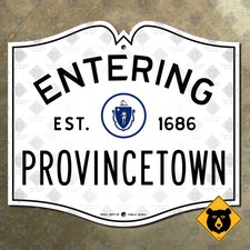 Entering Provincetown Massachusetts city limit road sign Cape Cod 1950 18x16 picture