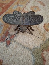 Vintage Cast 3” Rare Cast Iron Butterfly Moth Garden Decor, Collectible picture