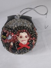 Sequin Christmas Halloween Ornament Spooky Count Dracula Hand Crafted 1980 picture