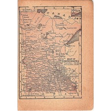 Antique 1889 Map of Minnesota 1889 Pocket Map Engraving SAG4-H4 picture