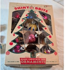 Vintage Shiny Brite Ornaments Lot Variety As Is Box Plus 7 Extra picture