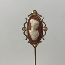 Vintage Avon Cameo Gold Tone Stick Pin Brooch Victorian Revival style picture