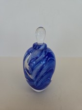 Vintage 1981 Vitrix Hot Glass Studio Perfume Bottle Blue Swirl Corning NY Signed picture