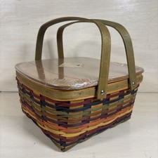 Longaberger 2008 RARE Fiesta Cake Basket w/ Woodcraft Lid & Protector picture