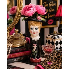 Vtg Susan Paley Ganz Bella Casa Elizabeth Lady Vase Hat Roses Whimsical 12