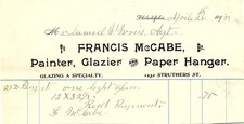 1898 Francis McCabe Jr. Philadelphia Painter Glazier billhea picture