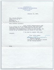 1943 Charles Harwood Virgin Islands Governor Hand Signed Letter Political picture