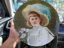 Old Antique Hand Painted Portrait Plate Limoges NY Newport Socialite Young Girl picture