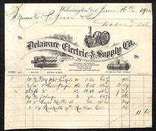 1902 Delaware Electric & Supply Co Wilmington, DE Billhead w/ Vignettes Scarce picture