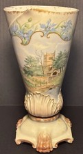 Antique Elite Limoges France  Fine Porcelain Vase Footed Base Castle Landscape picture