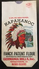 1940's RAPAHANOC 6 LBS. MEAL BAG NATIVE AMERICAN ON THE FRONT. 