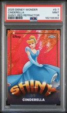 2025 Topps Chrome Disney Wonder CINDERELLA Shiny Red Refractor 5/5 PSA 9 POP 1 picture