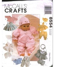 McCall's Crafts 8554 Baby Doll Clothes Sewing Pattern 8-16 inch Wardrobe Uncut picture
