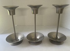 Set of 3 Contemporary Hammered Aluminum Candlesticks Hand Crafted 9.5