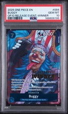 2025 ONE PIECE OP10 RELEASE EVENT WINNER BUGGY #084 PSA 10 GEM MINT picture