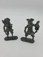 Set Of 2 Vintage Pewter Pirate Figurines, Black Beard & Long John Silver 2.5