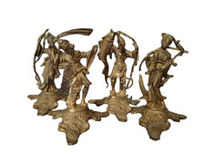 Vintage Lot of 4  Chinese Asian Brass Figures  5“ Tall - SEE PICTURES picture