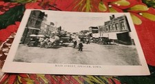 1913 Spencer IA Downtown Main St.  B & W Commercial Real Photo Postcard Used picture
